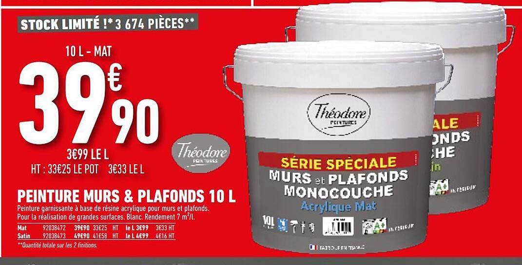 Peinture Murs & Plafonds 10l Théodore