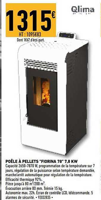 Poêle à Pellets "fiorina 78" 7,8 Kw Qlima