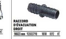 raccord d'évacuation droit