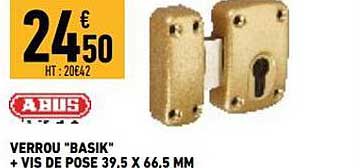 verrou "basik" + vis de pose 39,5 x 66,5 mm abus