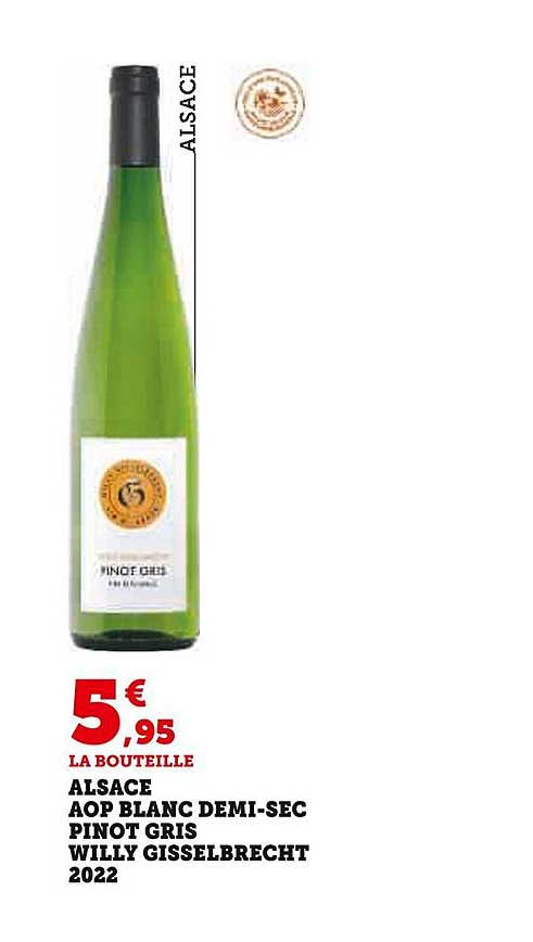 alsace aop blanc demi-sec pinot gris willy gisselbrecht 2022