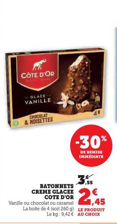 Bâtonnets Crème Glacée Côte D'or