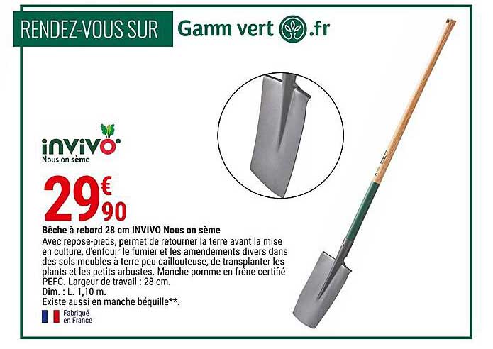 bêche à rebord 28 cm invivo nous on sème