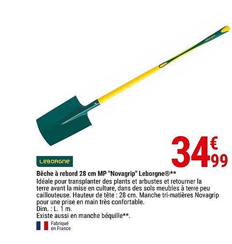 bêche à rebord 28 cm mp "novagrip" leborgne