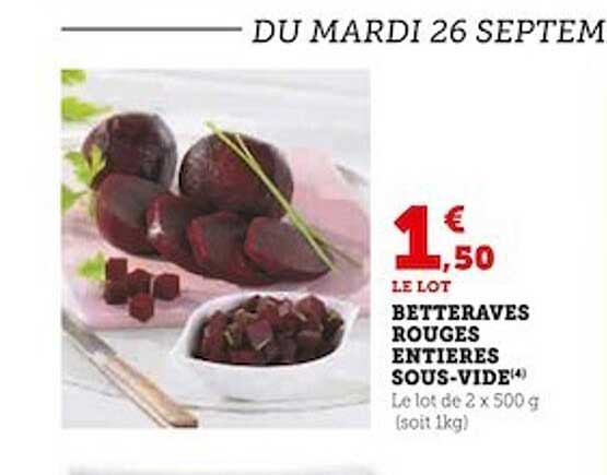 betteraves rouges entières sous-vide