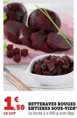 betteraves rouges entières sous-vide