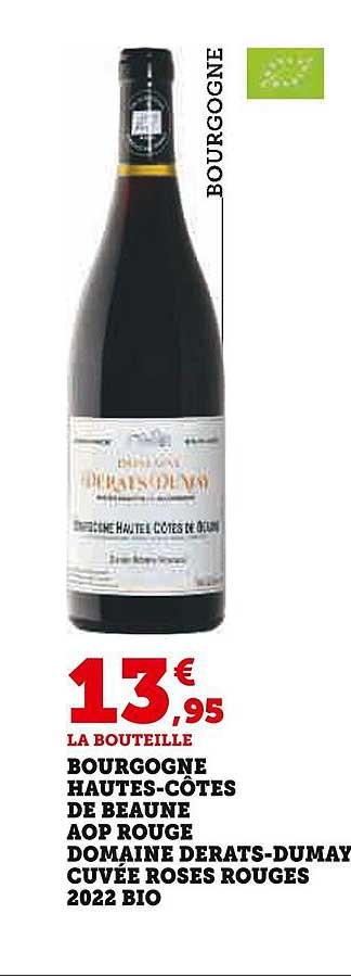 bourgogne hautes-côtes de beaune aop rouge domaine derats-dumay cuvée roses rouges 2022 bio