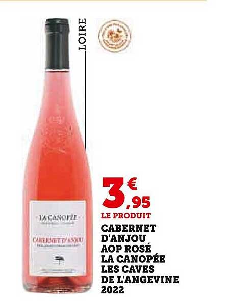 cabernet d'anjou aop rosé la canopée les caves de l'angevine 2022