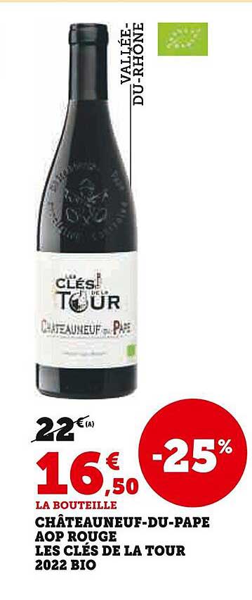 châteauneuf-du-pape aop rouge les clés de la tour 2022 bio