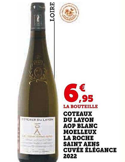 coteaux du layon aop blanc moelleux la roche saint aens cuvée élégance 2022