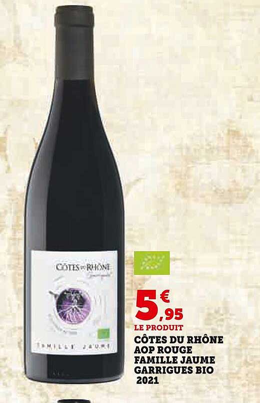 côtes du rhône aop rouge famille jaume garrigues bio 2021