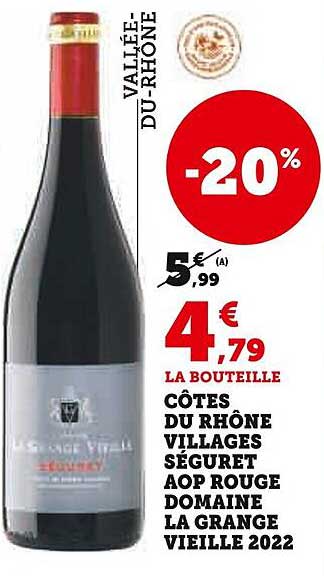 côtes du rhône villages séguret aop rouge domaine la grange vieille 2022