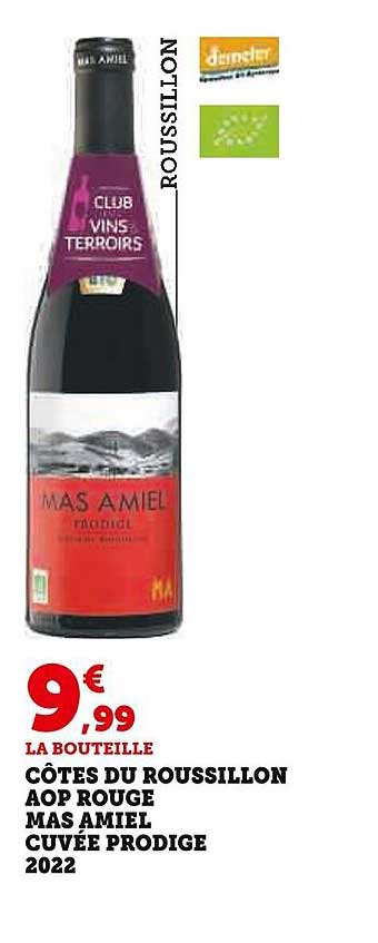 côtes du roussillon aop rouge mas amiel cuvée prodige 2022