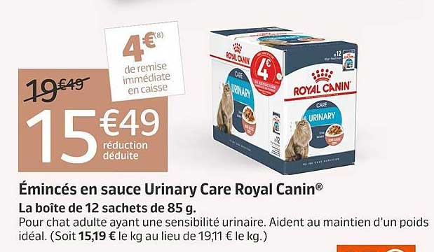 émincés en sauce urinary care royal canin