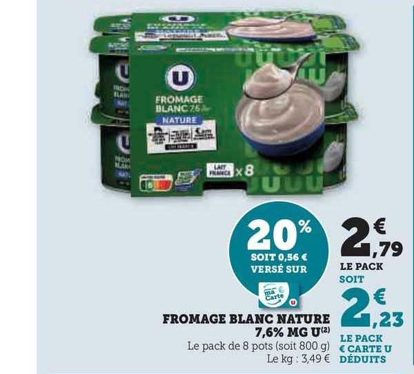 Fromage Blanc Nature 7,6% Mg U