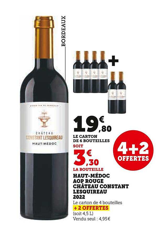 haut-médoc aop rouge château constant lesquireau 2022