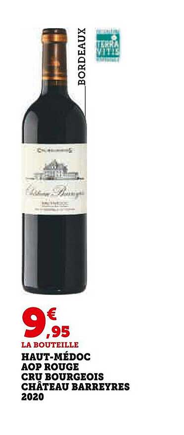 haut-médoc aop rouge cru bourgeois château barreyres 2020