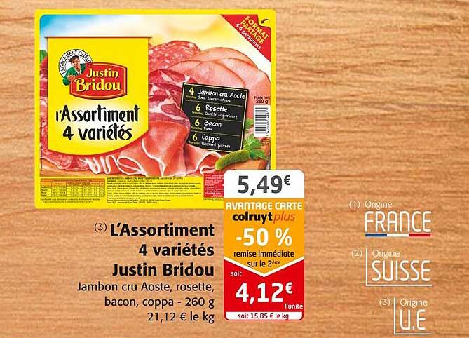 L'assortiment 4 Variétés Justin Bridou