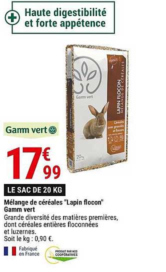 mélange de céréales "lapin flocon" gamm vert