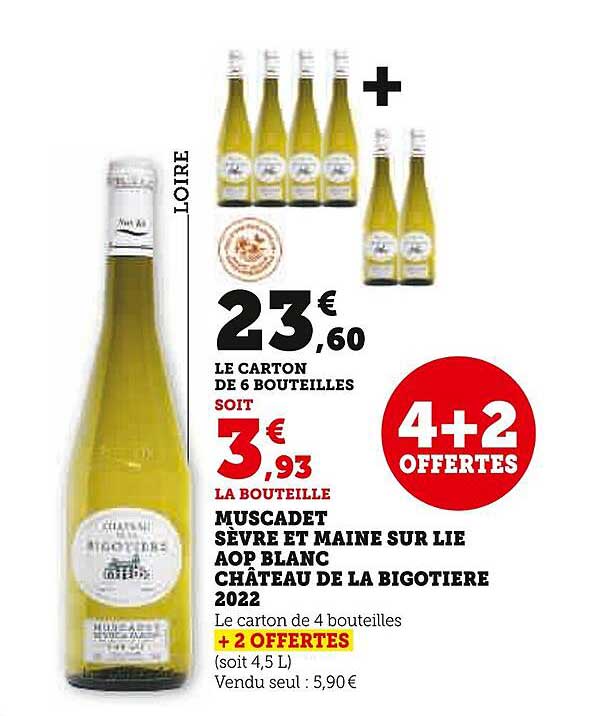 muscadet sèvre et maine sur lie aop blanc château de la bigotière 2022