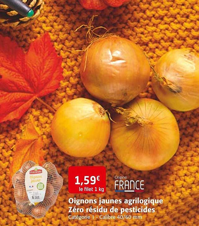 oignons jaunes agrilogique zéro résidu de pesticides
