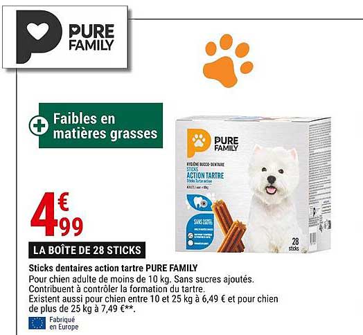 sticks dentaires action tartre pure family