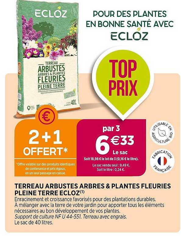 terreau arbustes arbres & plantes fleuries pleine terre ecloz