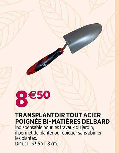 transplantoir tout acier poignée bi-matières delbard