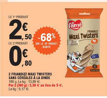 2 Friandizz Maxi Twisters Sans Céréales à La Dinde