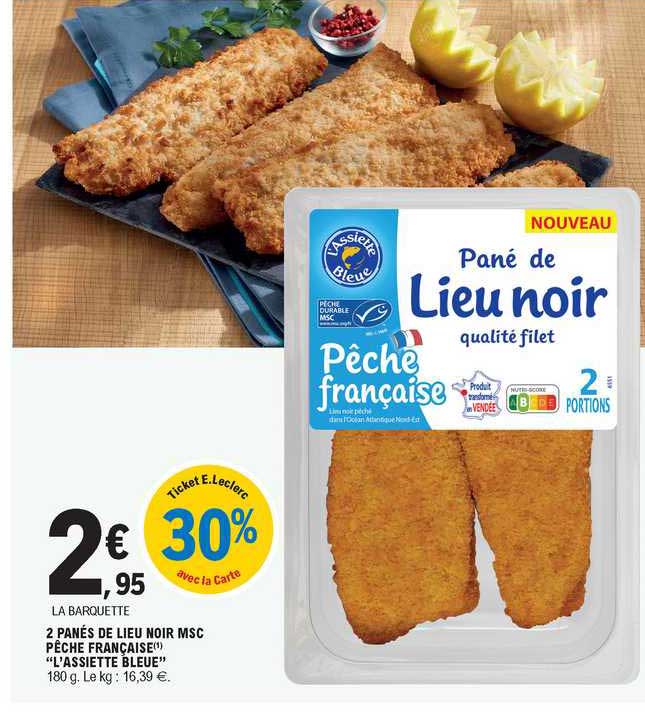 2 panés de lieu noir msc pêche française "l'assiette bleue"