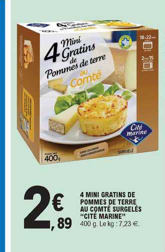 4 mini gratins de pommes de terre au comté surgelés "cité marine"