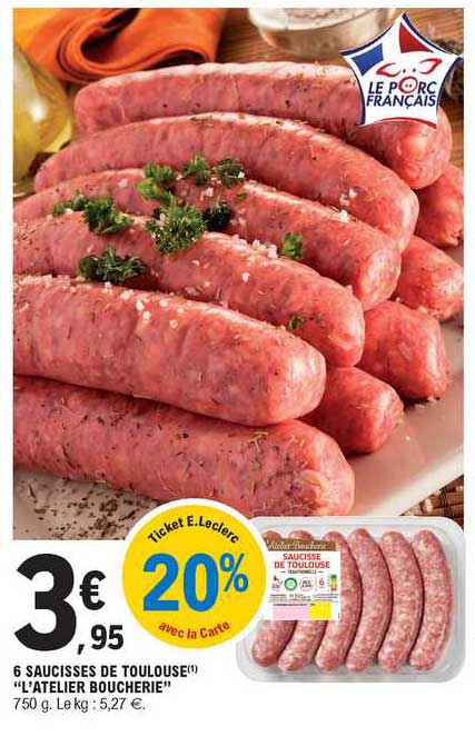 6 saucisses de toulouse "l'atelier boucherie"