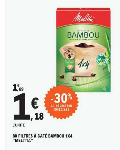 80 Filtres à Café Bambou 1x4 "melitta"