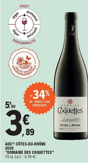 aoc côtes-du-rhône 2020 "domaine des coquettes"