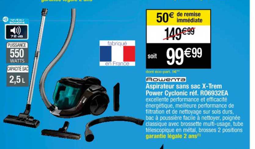 aspirateur sans sac x-trem power cyclonic réf. r06932ea rowenta