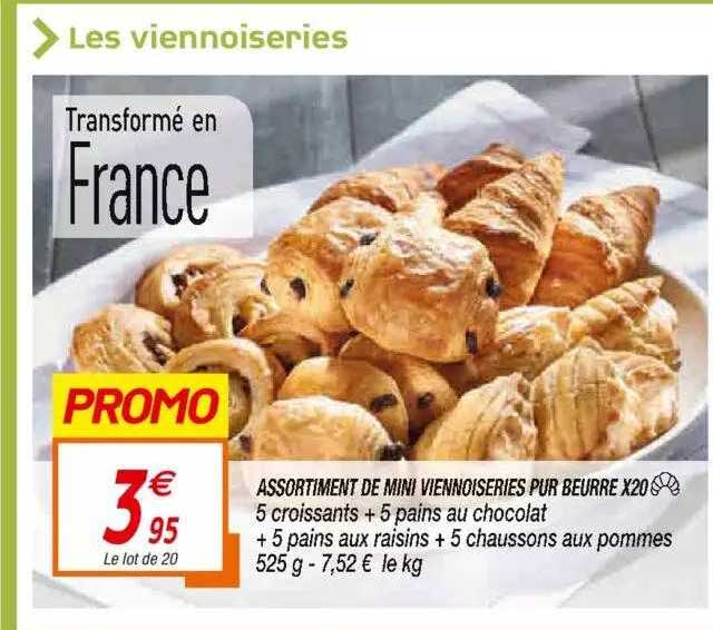 assortiment de mini viennoiseries pur beurre x20