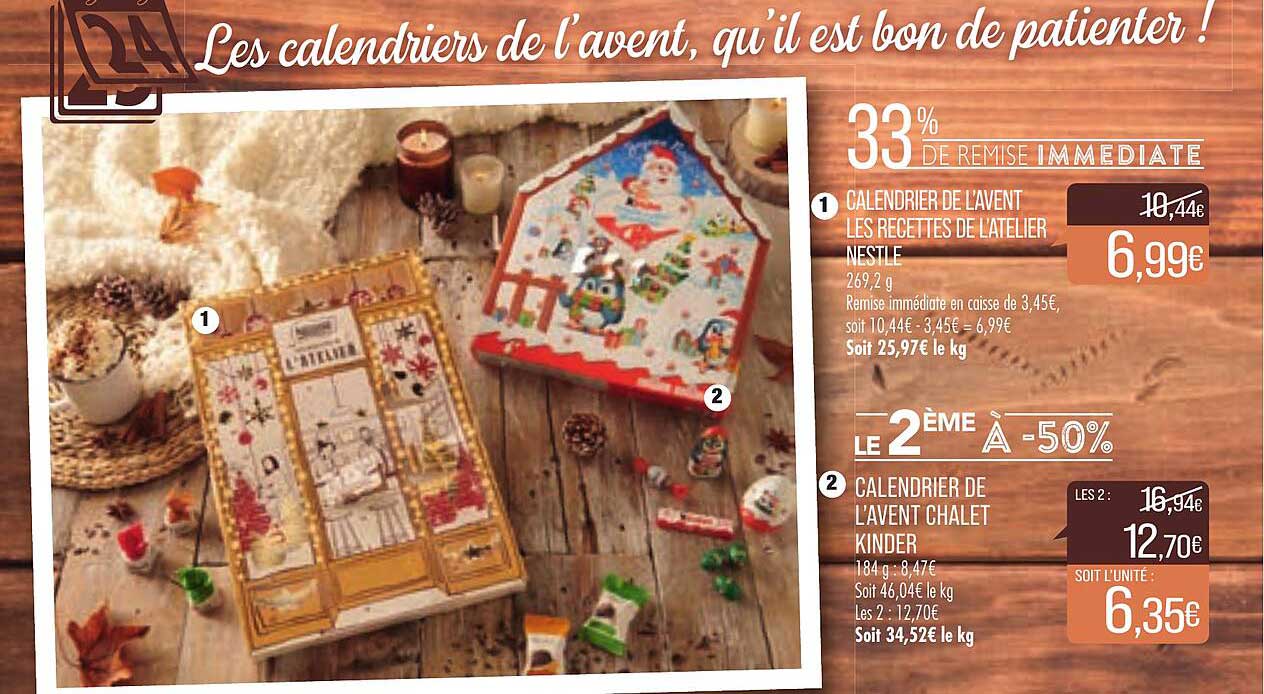 calendrier de l'avent les recettes de l'atelier nestlé, calendrier de l'avent chalet kinder