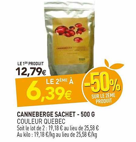 canneberge sachet - 500 g couleur québec