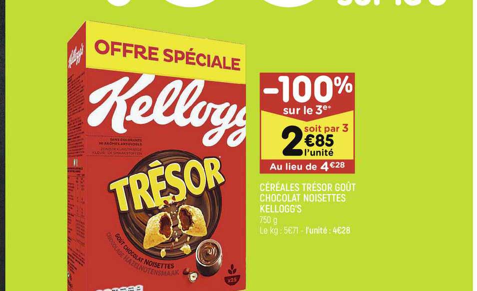Céréales Trésor Goût Chocolat Noisettes Kellogg's