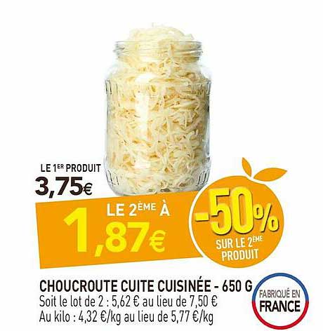 Choucroute Cuite Cuisinée - 650 G