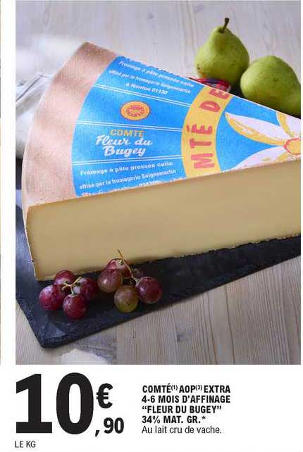 comté aop extra 4-6 mois d'affinage "fleur du bugey" 34% mat. gr.
