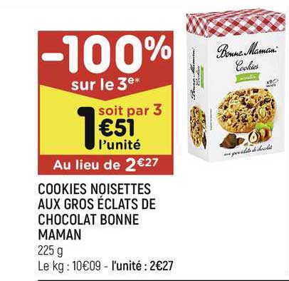 cookies noisettes aux gros éclats de chocolat bonne maman