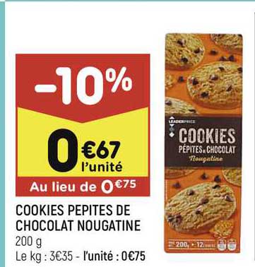 Cookies Pépites De Chocolat Nougatine