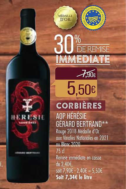 corbières aop hérésie gérard bertrand rouge 2018
