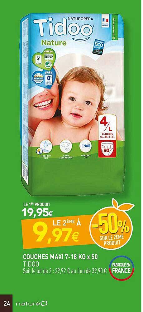 couches maxi 7-18 kg x50 tidoo
