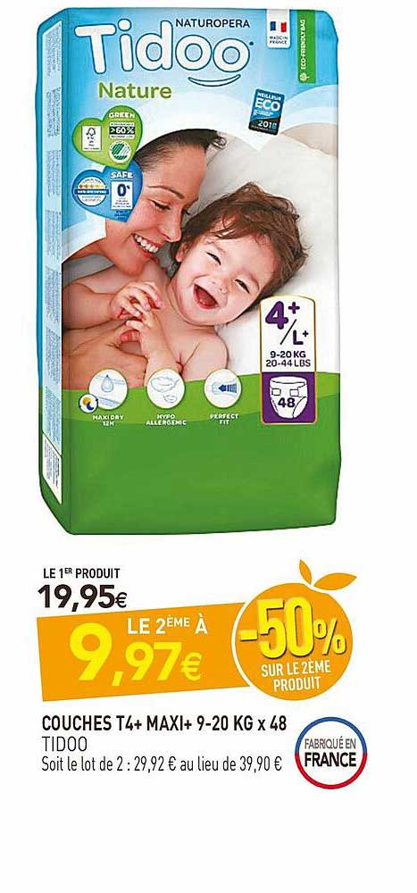 couches t4+ maxi+ 9-20 kg x48 tidoo