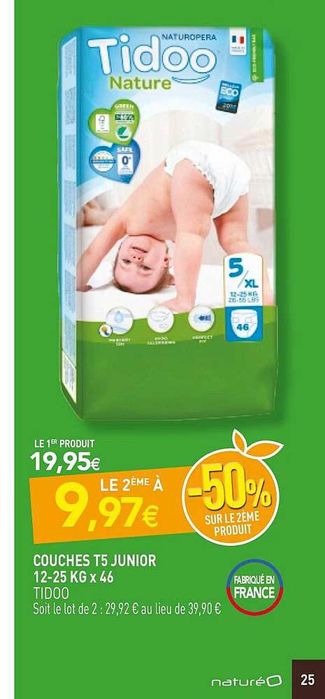 couches t5 junior 12-25 kg x46 tidoo