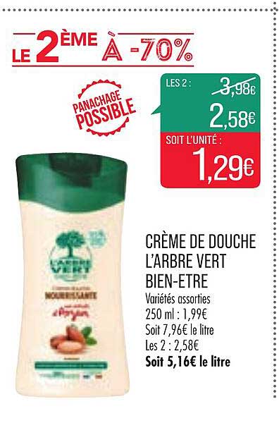 crème de douche l'arbre vert bien-être