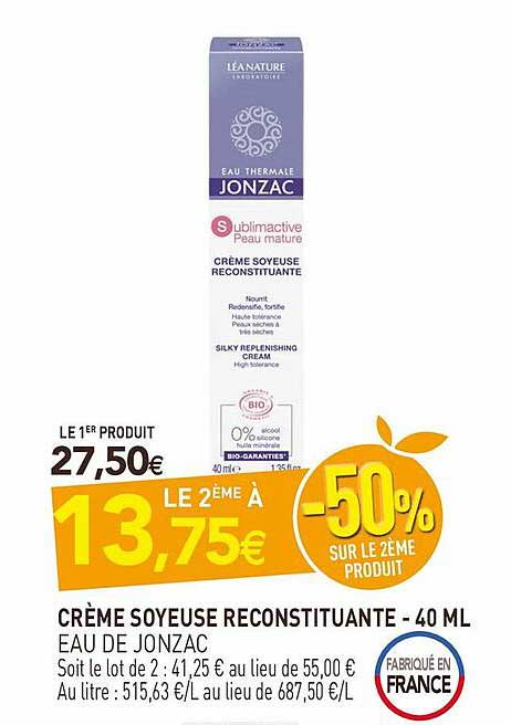 crème soyeuse reconstituante - 40 ml eau de jonzac