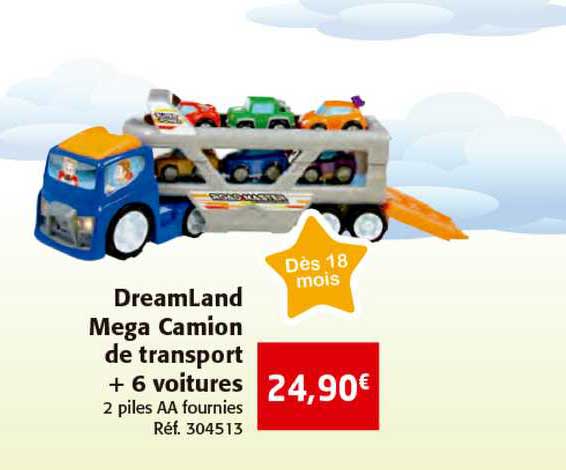 dreamLand mega camion de transport + 6 voitures
